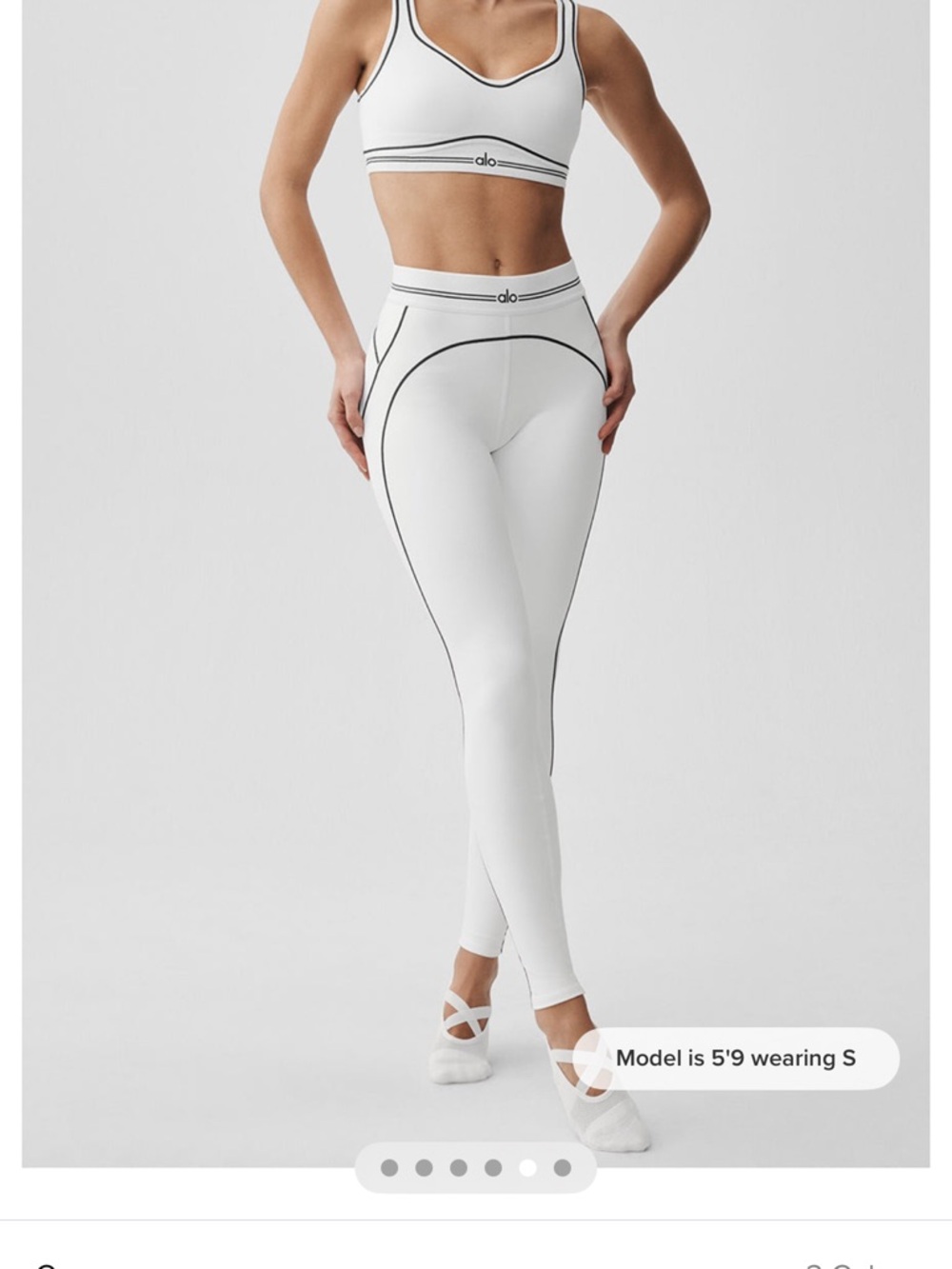 ALO Yoga White High-Waist Legging with Black Contrast Seams